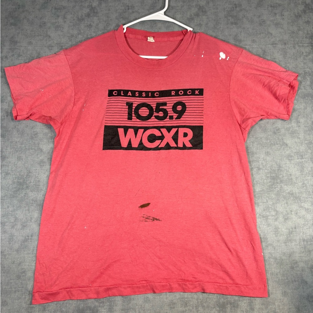 Vintage 105.9 WCXR Classic Rock Radio T Shirt Pink USA Single Stitch M/L